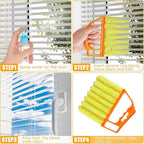 Maxdot 12 Pcs Blind Cleaner Duster Tool, 7 Finger Dusting Cleaner Tool, Handheld Blind Dusters for Cleaning, Washable Mini Brush for Air Conditioner Wood Blinds Window Dust Dirt, Yellow