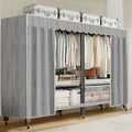 Heavy Duty Portable Closet with Cover Foldable Covered Clothes Rack for Hanging Clothes Armoire Wardrobe Closet System Freestanding Coat Storage Garment Racks (light gray（86.52in）)