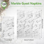 Zonon 100 Pcs Paper Hand Towels Bathroom Marble Guest Towels Disposable Paper Guest Decorative Napkins Marbleized Dinner Hand Napkin for Wedding Holiday Cocktail Party