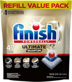 Finish Ultimate Quantum Dishwasher Pods, New & Improved Formula, Dishwasher Detergent Dish Soap, Removes Burnt-On & Dried-On Stain, Degreasing & Scrubbing Power, 47 Count