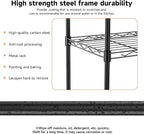 IZEUK 4 Tier Metal Wire Shelf Unit, Black Storage Rack Organizer for Kitchen, Bedroom, Living Room or Laundry Room, 17.7" W x 11.8" D x 41.9" H