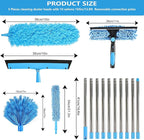 High Reach Duster Kit with14 ft Extension Pole High Ceiling Dusting and Window Cleaning Kit with Spliceable Pole - Cobweb Duster, Fan Blade, Window Washer & Squeegee and Feather Dusters
