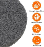 HARFINGTON 12pcs Scrubber Scouring Pads 1200 Grits 4 Inch Drill Power Brush Hoop and Loop Surface Conditioning Disc Drill Scuffing Disc Scrub Pads for Home Kitchen Cleaning, Light Grey