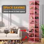 SpaceAid 9 Tier Rotating Shoe Rack Tower, Spinning Shoe Display Lazy Susan, Revolving 360 Shoe Rack Storage Round Carousel, Vertical Handbag Rotate Shoes Closet Organization (9-Tier Pink)