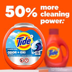 Tide Odor Defense + Oxi Laundry Detergent Pacs, Original Scent, 63 Count, Advanced Odor + Stain Fighter