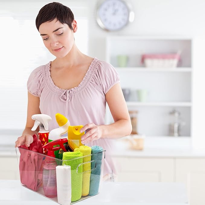 Clear Plastic Storage Bins, Pantry Organizers and Storage, Kitchen Organization and Storage Containers Bins for Organizing, Fridge, Freezer, Bathroom, Pantries, Medicine Cabinet Organizer Bin