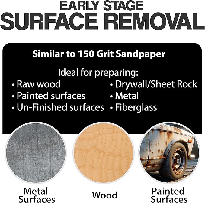 6" x 9" Non-Woven Surface Prep Scuff Pads for Wood, Metal, Surface Removal, Paint Stripping, Rust Removal, Deburring, Very Coarse Abrasive Pad for Woodworking - 150 Grit - 10 Pack (Black)