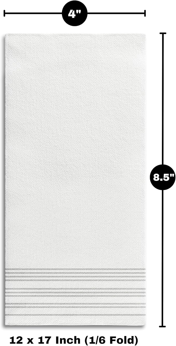 100 Pack Linen Feel Guest Paper Hand Towels | Disposable Super Absorbent Airlaid Paper Towels For Bathroom, Party, Weddings, Or Events | 12 x 17 Inches 1/6 Folded Decorative Design