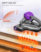 MayKing Mattress Vacuum Cleaner, 16kPa Pro Deep-Clean Bed Vacuum Cleaner with 33000 RPM/Min & 253.7nm UV-C Light, Handheld Vacuum with HEPA Filter, Ultrasonic & 149℉ Heat for Bed Sofa Crib, Model MV02