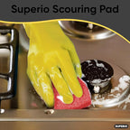 Scouring Pad Non-Scratching Scrubber Non-Scratch Cleaning Scrub Pads Heavy Duty Scouring Pad Reusable Kitchen Scrubbing Pad Pack of 12 Red, by Superio