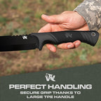 ODENWOLF W Machete - Survival Machete Full Tang with Sheath - Strong D2 Steel Knife Machete for Cutting Trees, for Yard Work, and for Bushcrafting and Big Tactical Knife with TPE-Handle