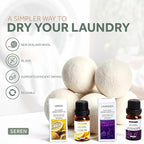 SEREN Wool Dryer Balls 6 Pack XL with Lavender Lemon Essential Oils - Organic New Zealand Wool, Natural Fabric Softener Alternative Reduces Static Wrinkles, Chemical-Free Reusable Eco-Friendly