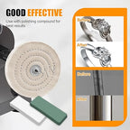 6pcs Buffing Wheel Kit Includes 4pcs 6 Inch Polishing Pads and 2pcs Polishing Compounds, for Bench Grinder for Jewelry, Metal, Wood, Jade, Stainless Steel, Glass, Plastic, Stone Polish