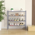 ROMGUAR CRAFT 4 Tier Bamboo Shoe Rack for Closet Free Standing Wood Shoe Shelf for Entryway Small Space Stackable 27"x11"x26" (Grey)