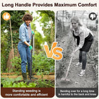 Garden Hoe for Weeding, Heavy Duty Hoe Garden Tool, 62" Long Handle Stirrup Hoe Cultivator, 2 in 1 Action Scuffle Hula Push Pull Hoe Manual Weeder for Gardening Landscaping Loosening Soil