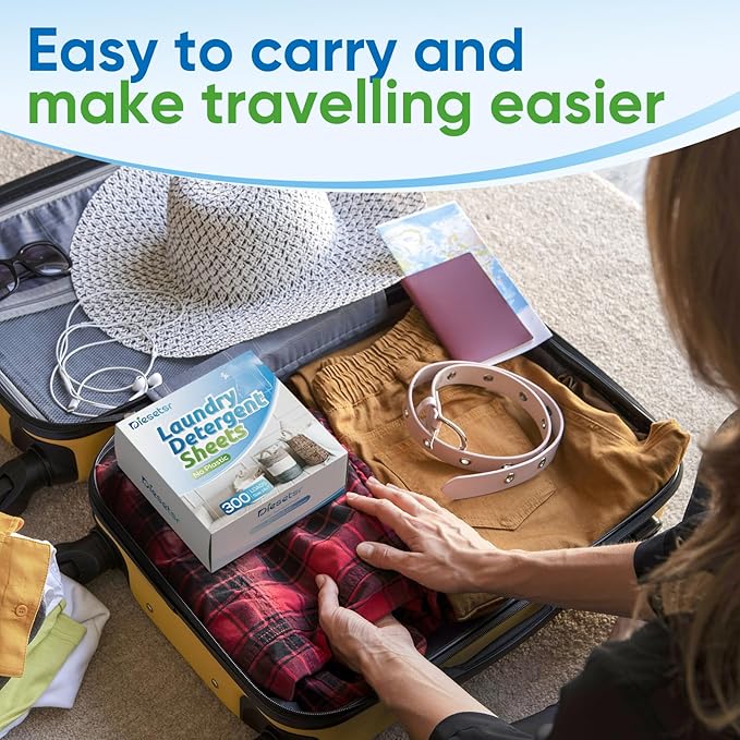 Laundry Detergent Sheets 150 Counts Travel Laundry Sheet ECO-friendly, 300 Small Loads Plastic-Free Clothes Washing Soap-Fresh Linen