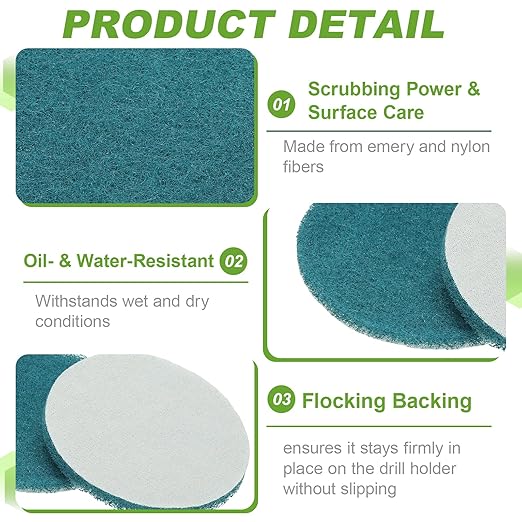 Power Scrub Pads, Scrubbing Pads 1500 Grits Scouring Discs - Fitting for (Home Kitchen Cleaning - Drill Attachment - Scrubber Replacement) 16 Pcs & 4 Inch & Blue