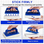 Maxdot 18 Pcs Handled Bath Scrubber Set, 15 Bathroom Scouring Pad 3 Bathtub Scrubber with Handle Non Scratch Soap Scum Remover for Cleaning Sink Shower Tile Swimming Pool Step Corner(Blue and White)