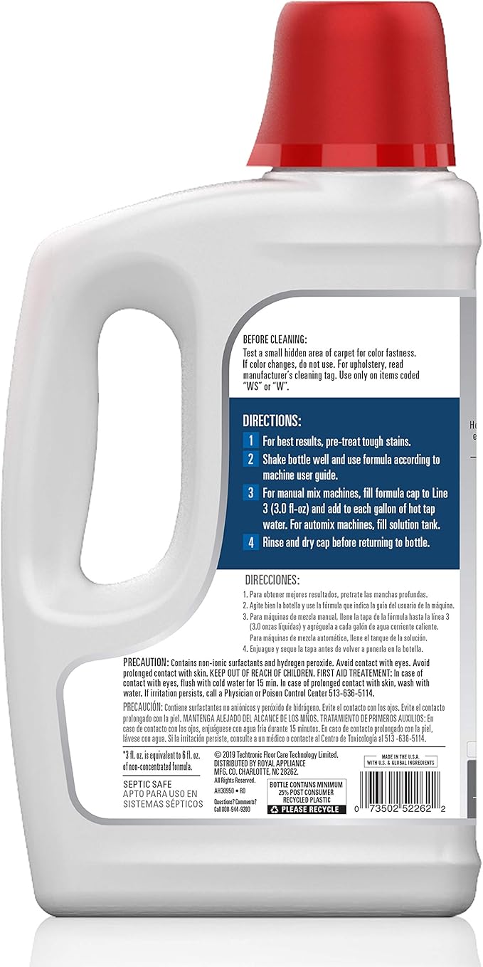Hoover Power Scrub Deluxe Carpet Cleaner Machine, Red, 27 & Oxy Deep Cleaning Carpet Shampoo, White & Renewal Deep Cleaning Carpet Shampoo, 64oz Formula, White