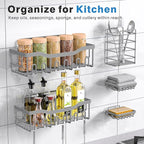 EUDELE 5-Pack Rustproof Stainless Steel Shower Caddy Set– No Drill Adhesive Bathroom Organizer, Space-Saving Shower Shelves for Apartment Essentials, Bathroom/Kitchen Storage Home Decor-L Size