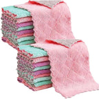 Reusable Microfiber Kitchen Cleaning Cloths – Super Absorbent, Quick-Drying Dish Towels for Kitchen Car Furniture Bowl Tea. 10.6" x 6.3" Coral Velvet Dishcloths Lint-Free Machine Washable 20 Pack Rags