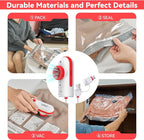 Vacuum Bags for Travel with USB & TYPE C Pump,Vacuum Seal Travel Bags,15 Pack Carry-on Size Vacuum Storage Bags for Luggage and Suitcase,Space Saver for Clothes and Travel(Red)