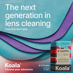 Koala Lens Cleaning Cloth | Japanese Microfiber | Glasses Cleaning Cloths | Eyeglass Lens Cleaner | Eyeglasses, Camera Lens, VR/AR Headset, and Screen Cleaning | Blue & Purple (Pack of 6)