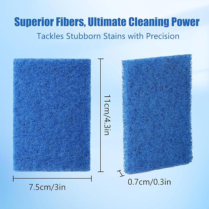 100 Pcs Scouring Pads,Heavy Duty Scour Pads,Reusable Dish Scrubber,Non Scratch Household Scrub Pads,Multipurpose Scour Pads for Kitchen Metal Grills Dish Cleaning,4 x 3 inch (Blue)