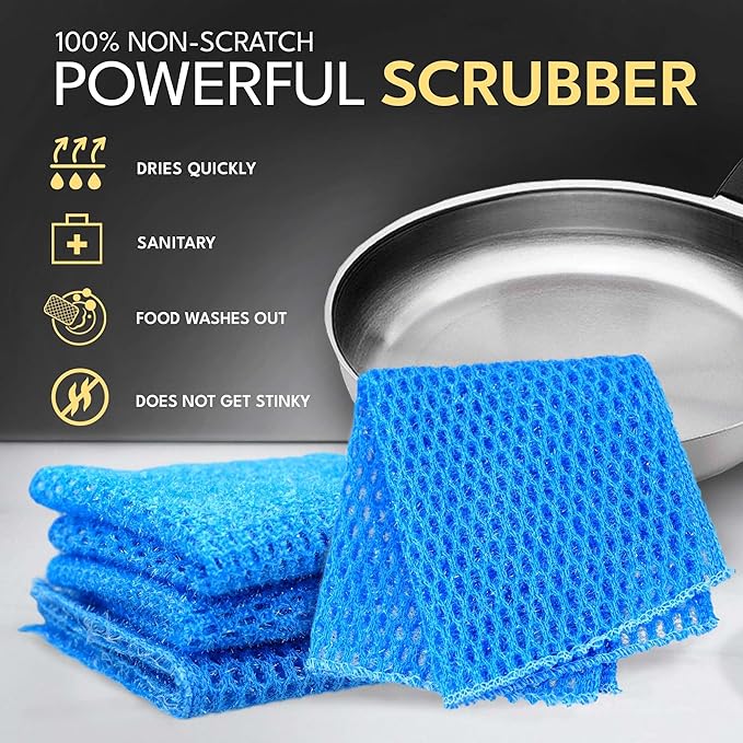 Non Scratch Dish Scrubbers for Cleaning Dishes (3PK) - Reusable Kitchen Sponge - Replace Dish Sponges for Washing Dishes - Best Household Scrubbing Pad & Alternative Dishwashing Scrub Pads Supplies