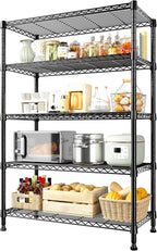 REIBII 5-Tire Storage Shelves, Wire Shelving Load 1000LBS Metal Shelves for Storage Adjustable Garage Shelving Unit Wire Shelf Rack Kitchen Storage Rack Pantry Shelves 31.5''W x 15.7'' D x 71''H