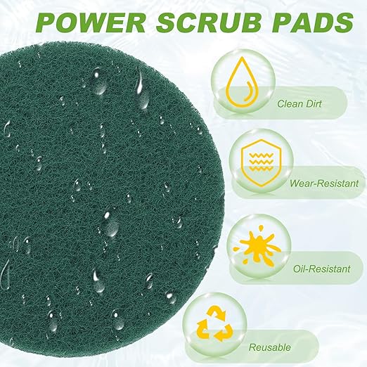 Power Scrub Pads, Scrubbing Pads 400 Grits Scouring Discs - Fitting for (Home Kitchen Cleaning - Drill Attachment - Scrubber Replacement) 16 Pcs & 4 Inch & Dark Green