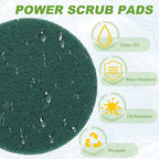 Power Scrub Pads, Scrubbing Pads 400 Grits Scouring Discs - Fitting for (Home Kitchen Cleaning - Drill Attachment - Scrubber Replacement) 16 Pcs & 4 Inch & Dark Green