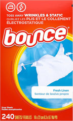 Bounce Fabric Softener Sheets, Fresh Linen Scent, 240 Count (Pack of 2)
