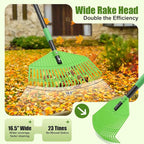 Plastic Rake for Leaves - Lightweight Outdoor Garden Rakes for Leaves,Grass,Pine Needle,Gentle Sweep Leaf On Lawn Yard, 75" Adjustable Long Handle for Gardening Camping