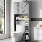 Meilocar Farmhouse Storage Cabinet Over Toilet with Toilet Paper Holder Stand, Freestanding Bathroom Storage Organizer Cabinet, Grey