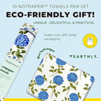 Reusable Paper Towels - 10 PACK - Roll of Washable Cotton Cloth Paper Towels - Paperless Reusable Napkins Cloth Washable - Absorbent + Long Lasting - Zero Waste Products - (Blue Hydrangea)