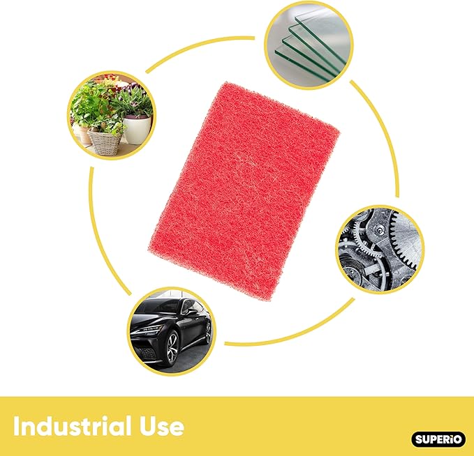 Scouring Pad Non-Scratching Scrubber Non-Scratch Cleaning Scrub Pads Heavy Duty Scouring Pad Reusable Kitchen Scrubbing Pad Pack of 36 Red, by Superio