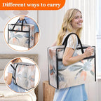 TasticTotes 4 Pack Clear Storage Bags for Comforter, Clothes & Bedding, Plastic Blanket Storage with Zipper and Handle, Moving Bags, Closet Organizer and Under-Bed Storage (60L)
