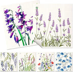 6 Pack Swedish Dishcloths for Kitchen - Reusable Dish Cloths for Washing Dishes Absorbent Cute Funny Kitchen Towels Cleaning Sponge, Lavender Flower