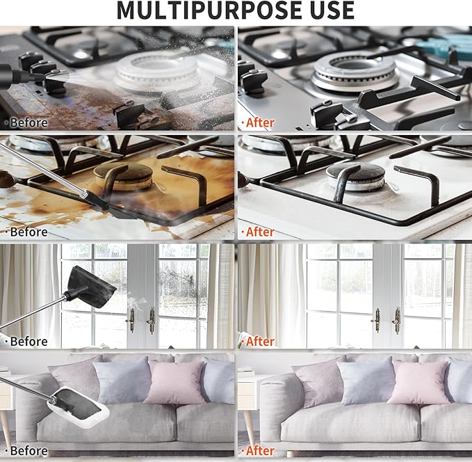 Handheld Steam Cleaner, 2500W High Pressure Steam Cleaner, 15s Fast Heating Portable Steamer for Cleaning with 17 pcs Accessories for Dirt, Grease, Grout, Tile,Floor, and Car (White)