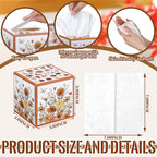 12 Pack Fall Wildflower Floral Facial Tissues Cube Boxes 600 Sheets 3 Ply Autumn Small Flower Square Face Tissues Bulk for Thanksgiving Day Car Bedroom Party Supplies