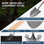 Garden Shovel Round Digging Shovel Heavy Duty Shovels for Digging Trenching Gardening Camping, 43 inches