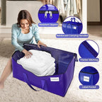 FabSpace Moving Storage Bags, Moving Supplies Packing Boxes for Moving, Camping, College Dorm Room Essentials for Girls, Blue Tote Bags, Heavy-Duty Storage Bins With Lids And Zippers, 125L 2 Pack