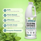 Mighty Mint Enzyme Drain Maintainer – Drain Cleaner & Deodorizer for Odor Control and Buildup Prevention – Safe for Pipes, Septic & Grease Traps - 32 oz.