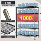 REIBII 5-Tire Storage Shelves, Wire Shelving Load 1000LBS Metal Shelves for Storage Adjustable Garage Shelving Unit Wire Shelf Rack Kitchen Storage Rack Pantry Shelves 31.5''W x 15.7'' D x 71''H