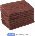 METALLIXITY Scouring Pad (15 x 10cm/ 6"x4") 10pcs, Non-Scratch Scouring Sponge Scour Pads - for Cleaning Dishes Pots, and Pans, Brown