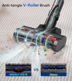 NADALY Cordless Vacuum Cleaner for Home, 500W 40KPA Stick Vacuum Cordless with 45Mins Runtime, Anti-Tangle, Lightweight, 1.5L Dust Cup, 8-in-1 Rechargeable Vacuum for Hardwood Floor Carpet Pet Hair