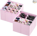 SpaceAid Shoe Organizer for Closet, 2 Pack Foldable Shoe Storage Containers Baskets Boxes Bins w/Adjustable Dividers, Fits 16-32 Pairs, Pink