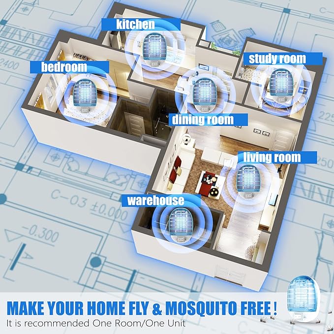 Bug Zapper Indoor, Electronic Fly Trap Insect Killer, Mosquitoes Killer Mosquito Zapper with Blue Lights for Living Room, Home, Kitchen, Bedroom, Baby Room, Office(6 Packs)