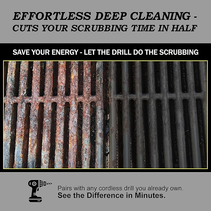 Cleaning Accessories Industrial Brushes - Baked on Food, Electric Smoker, Drill Brush Attachments for Stain and Rust Remover - BBQ Cleaning Kit Water Calcium Mineral | Electric Grill Brush for Drill